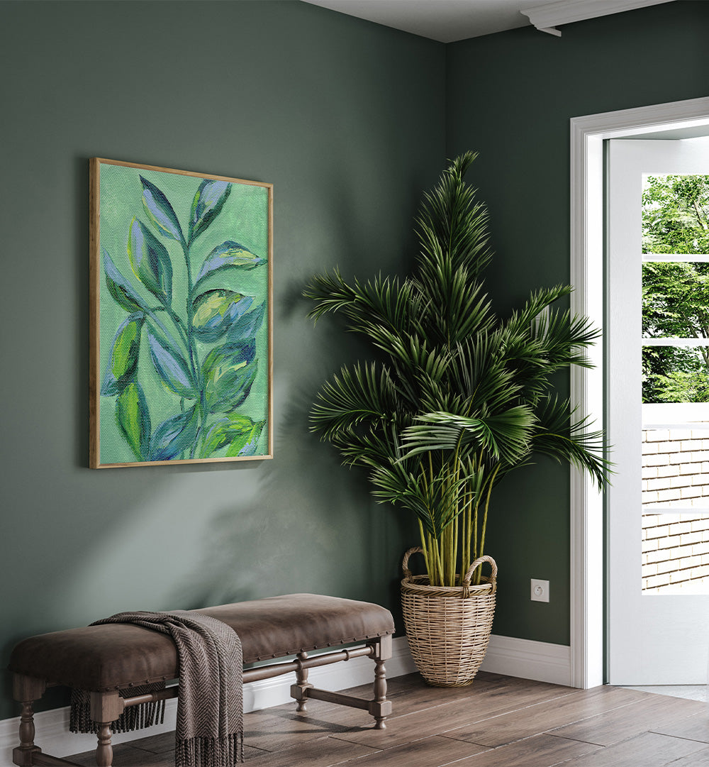 GREEN FOLIAGE , FLORAL FLOWER PAINTINGS