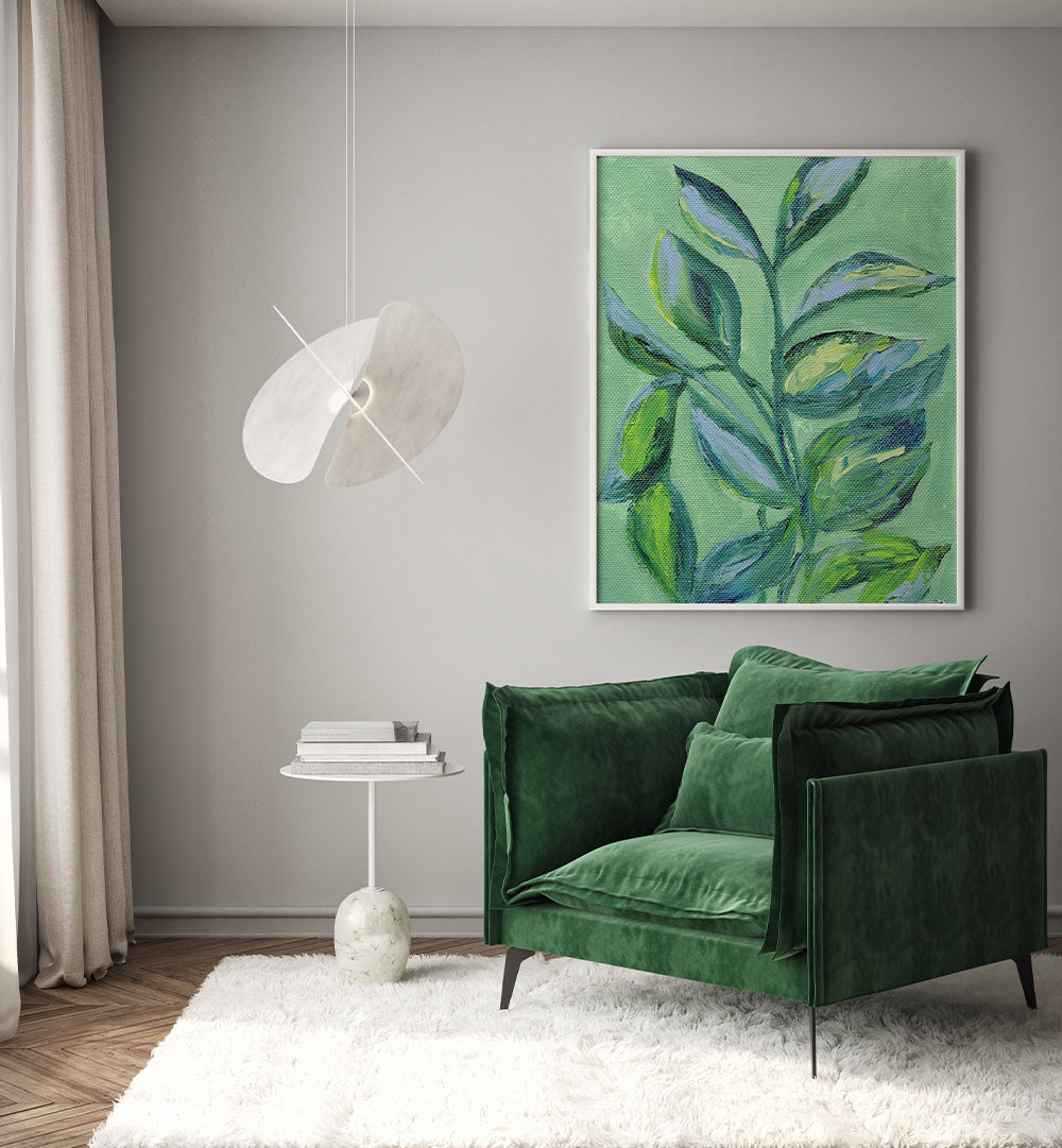 GREEN FOLIAGE , FLORAL FLOWER PAINTINGS