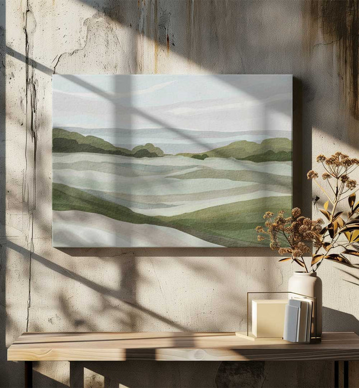 GREEN HILL VIEW II , LANDSCAPE PAINTINGS