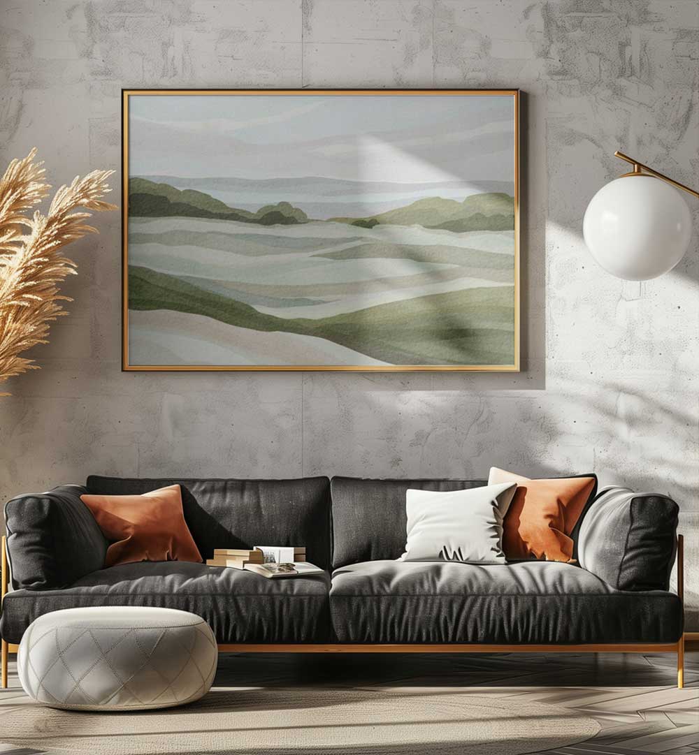 GREEN HILL VIEW II , LANDSCAPE PAINTINGS