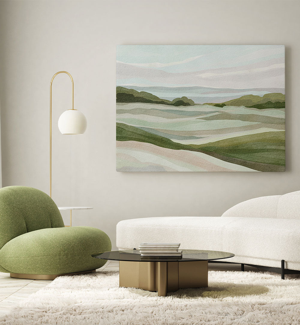 GREEN HILL VIEW II , LANDSCAPE PAINTINGS