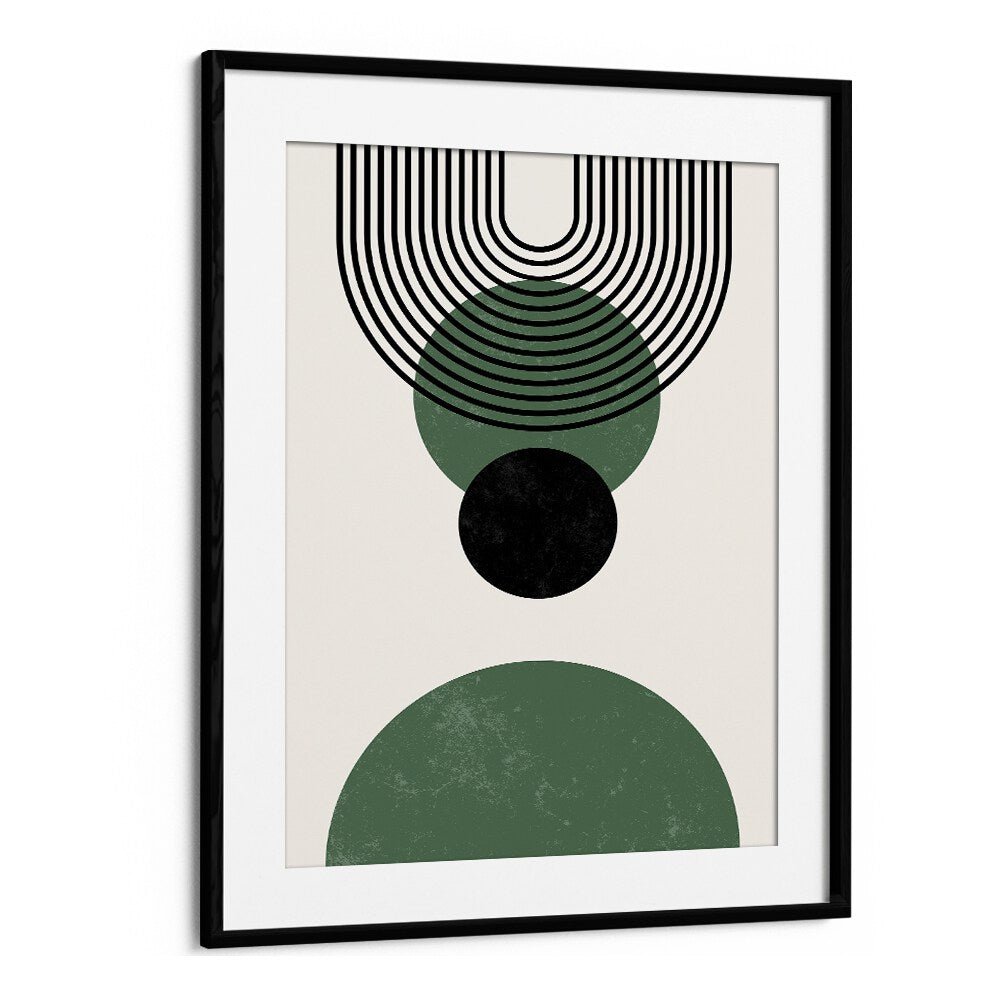 Green Lagoon I Boho Art  Artwork in Black Frame With Mount