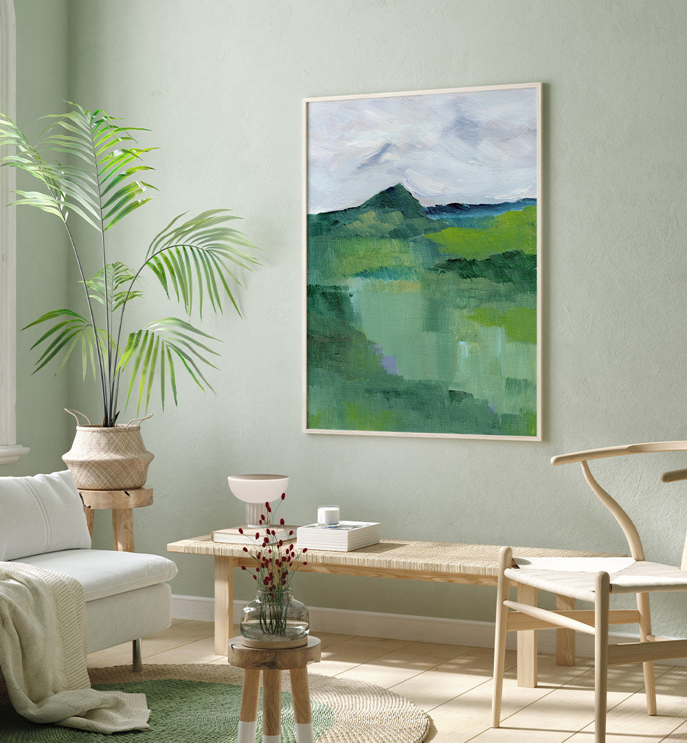 GREEN LANDSCAPE III , LANDSCAPE PAINTINGS