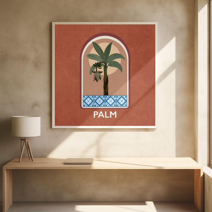 Green Sets Palm Botanical Flower Paintings Artwork Placed on a wall