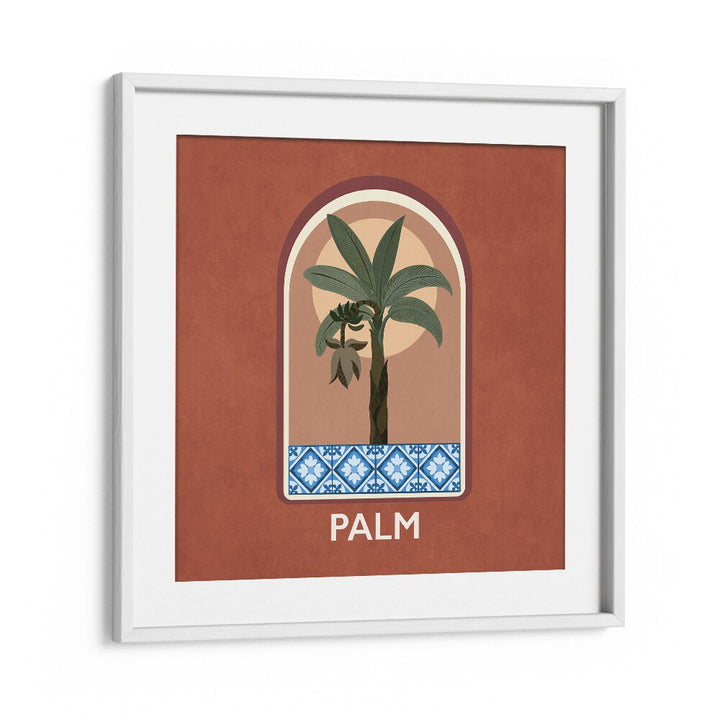 Green Sets Palm Botanical Flower Paintings Paintings Artwork  in White frame With Mount