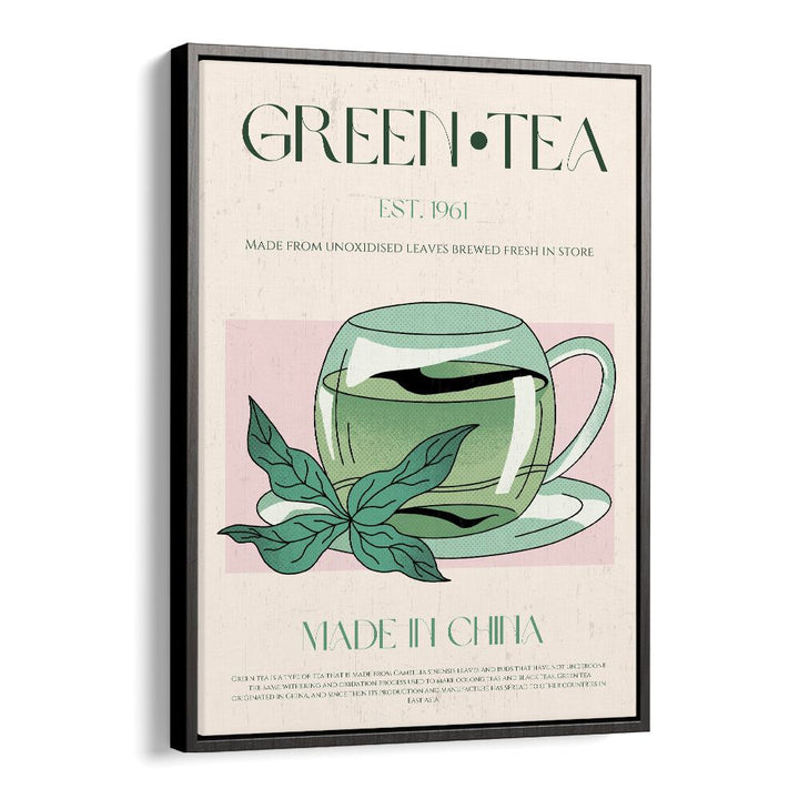 Green Tea I Bar & Cafe Artwork in Black Floater Frame