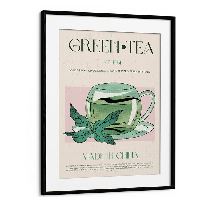 Green Tea I Bar & Cafe Artwork in Black Frame With Mount