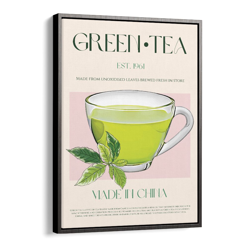 Green Tea II Bar & Cafe Artwork in Black Floater Frame