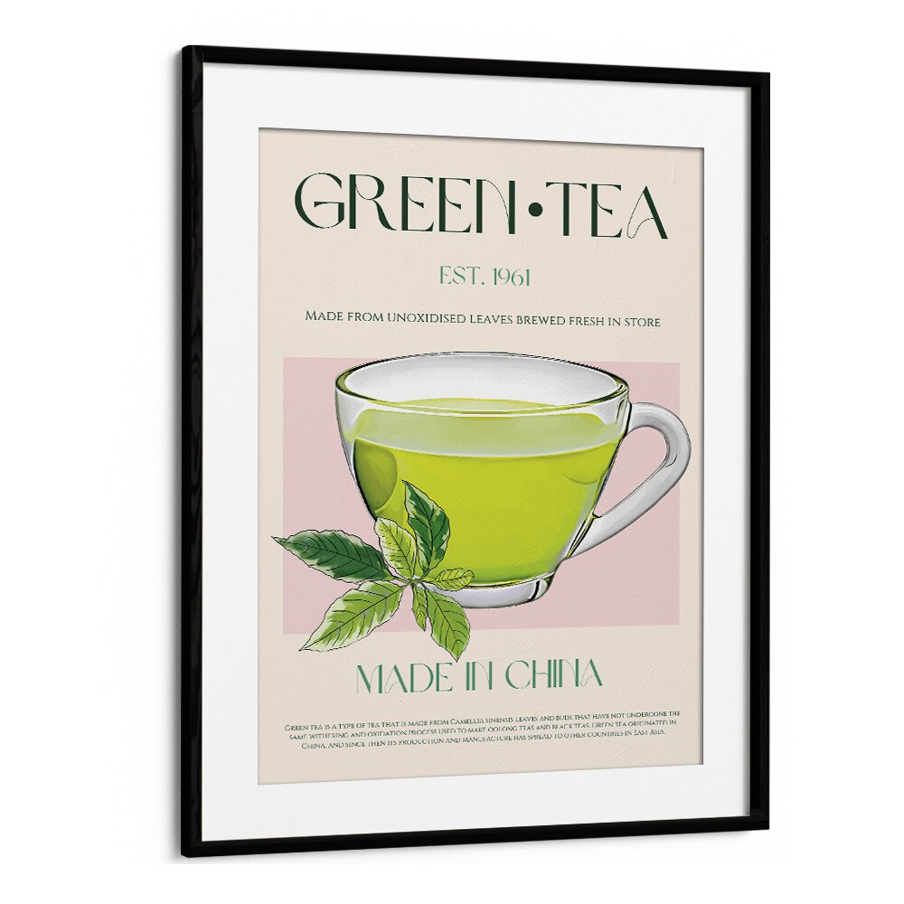 Green Tea II Bar & Cafe Artwork in Black Frame With Mount