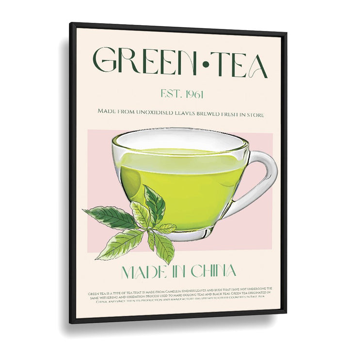 Green Tea II Bar & Cafe Artwork in Black Plain Frame