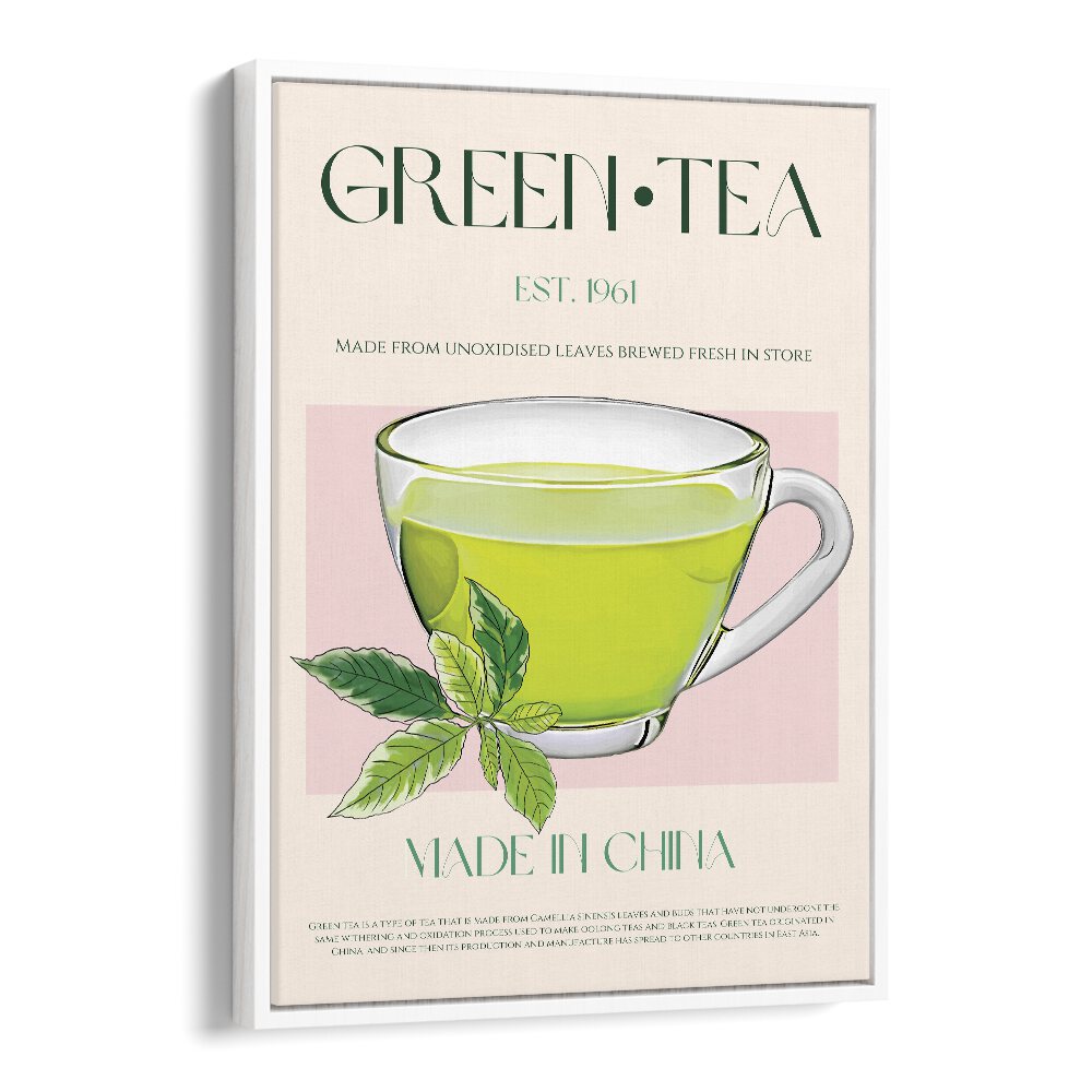 Green Tea II Bar & Cafe Artwork in White Floater Frame