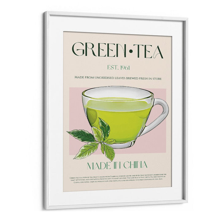 Green Tea II Bar & Cafe Artwork in White Frame With Mount