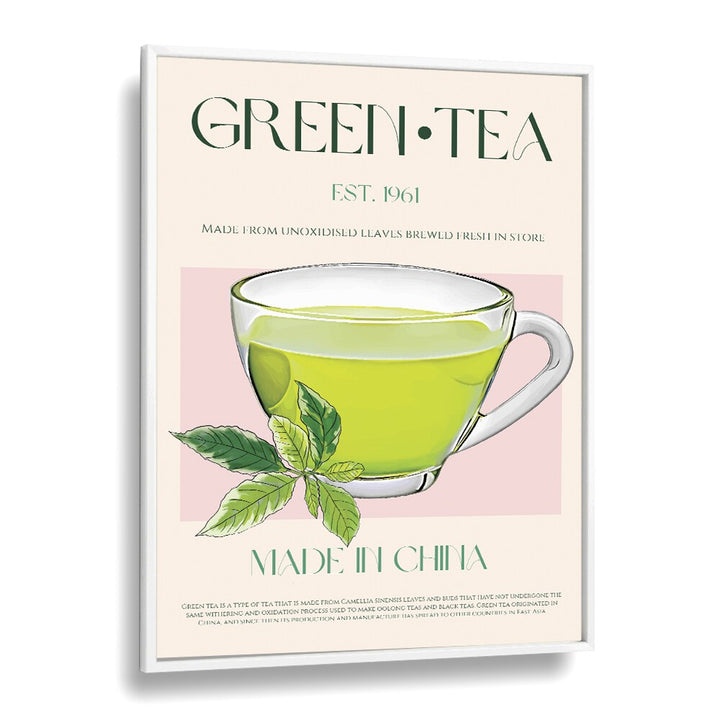 Green Tea II Bar & Cafe Artwork in White Plain Frame