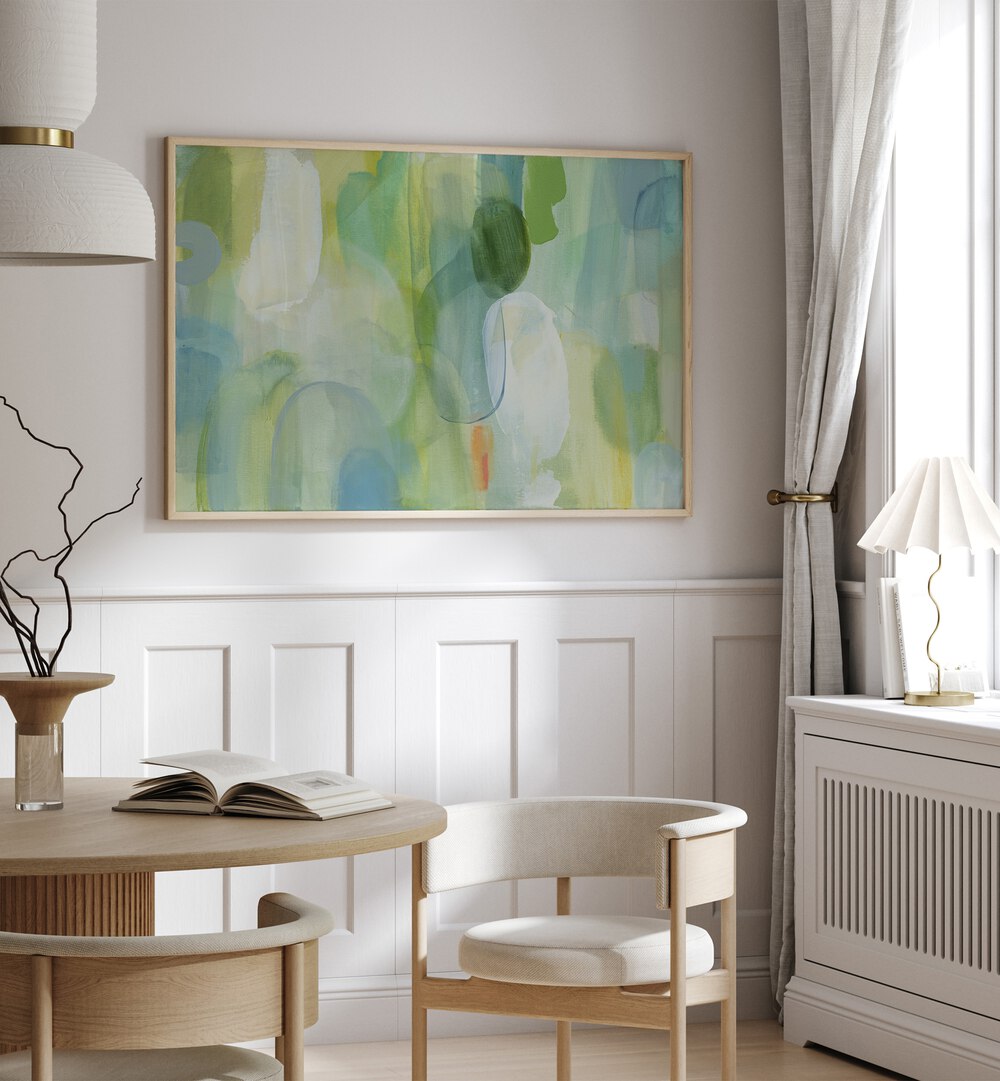 Vibrant GREEN BLUE ABSTRACT painting enhances modern decor, perfect for fans of ABSTRACT PAINTINGS. Transform your space!