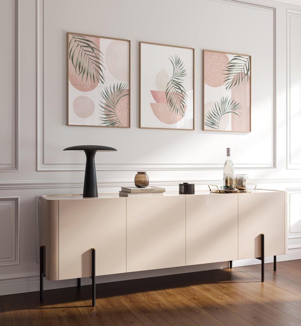 Add elegance to your home with the GREEN FERNS SET, SET OF 3 PAINTINGS featuring beautiful fern designs.