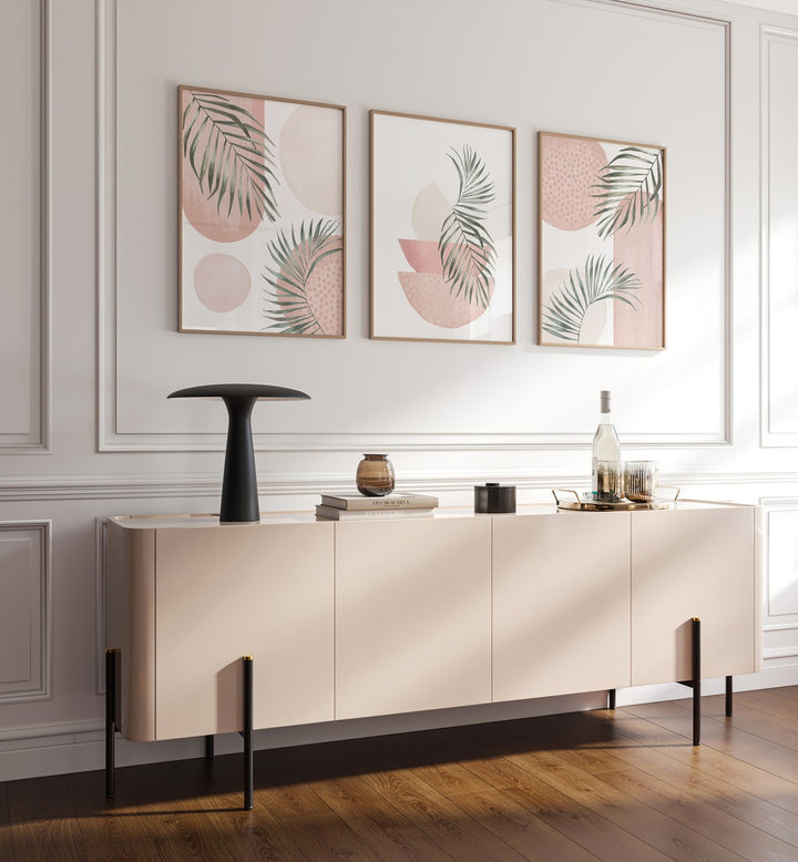 Add elegance to your home with the GREEN FERNS SET, SET OF 3 PAINTINGS featuring beautiful fern designs.