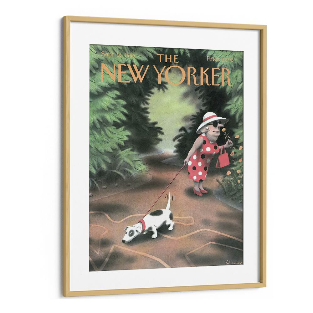  Greeting Card By Ian Falconer - New Yoker Magazine 16th Sept 1996 Artwork in Oak Wood Frame With Mount