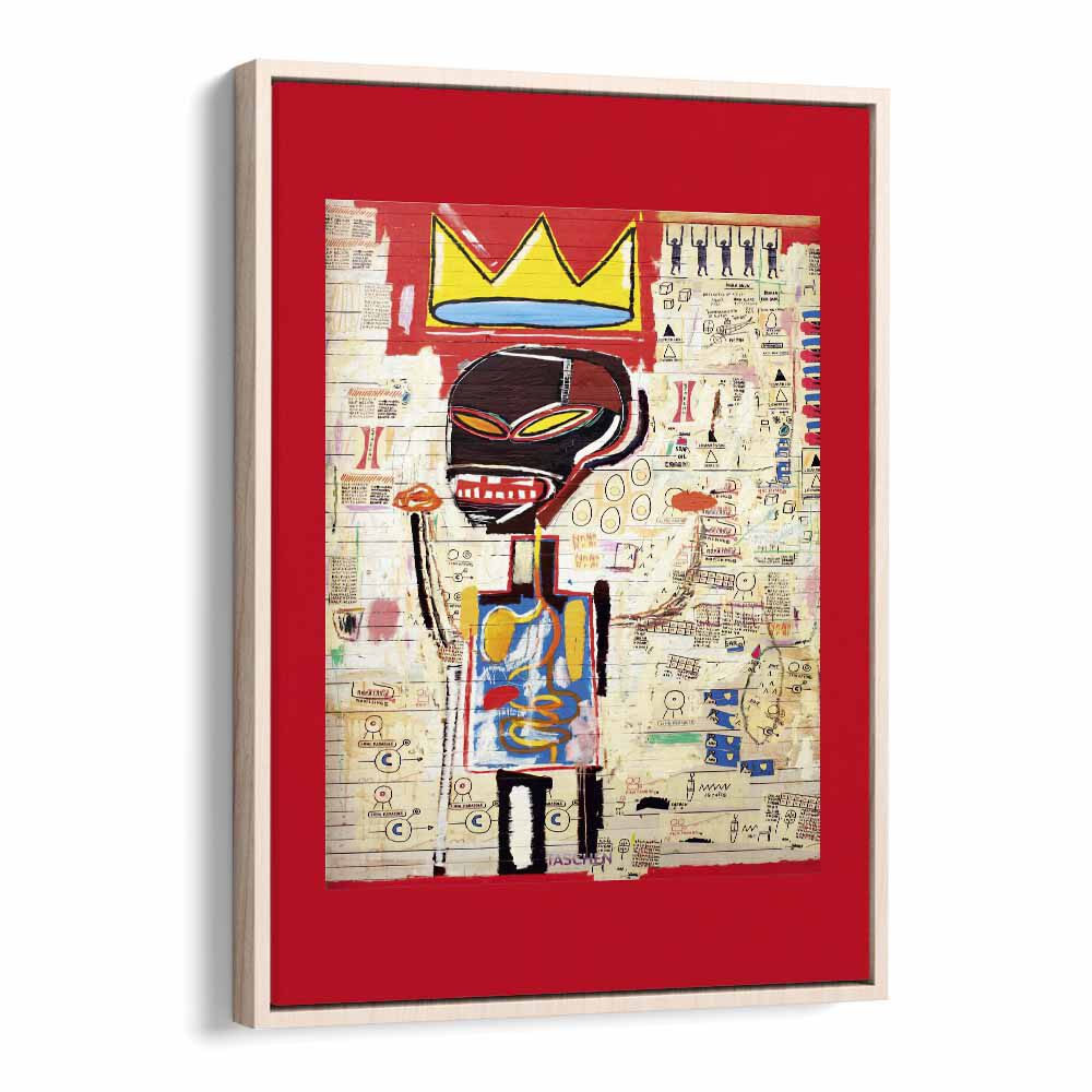 Grillo By Jean Michel Basquiat 1984 Pop Art Artwork in Oak Wood Floater Frame