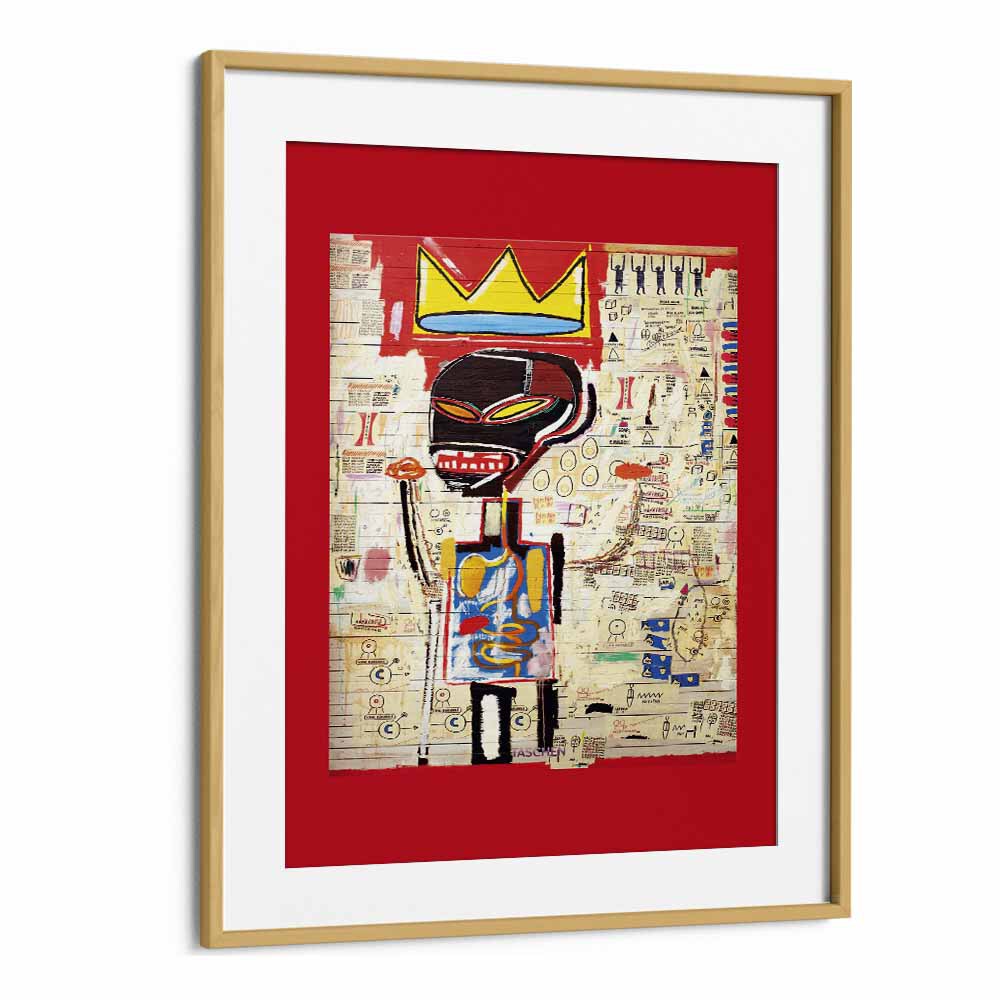 Grillo By Jean Michel Basquiat 1984 Pop Art Artwork in Oak Wood Floater Frame