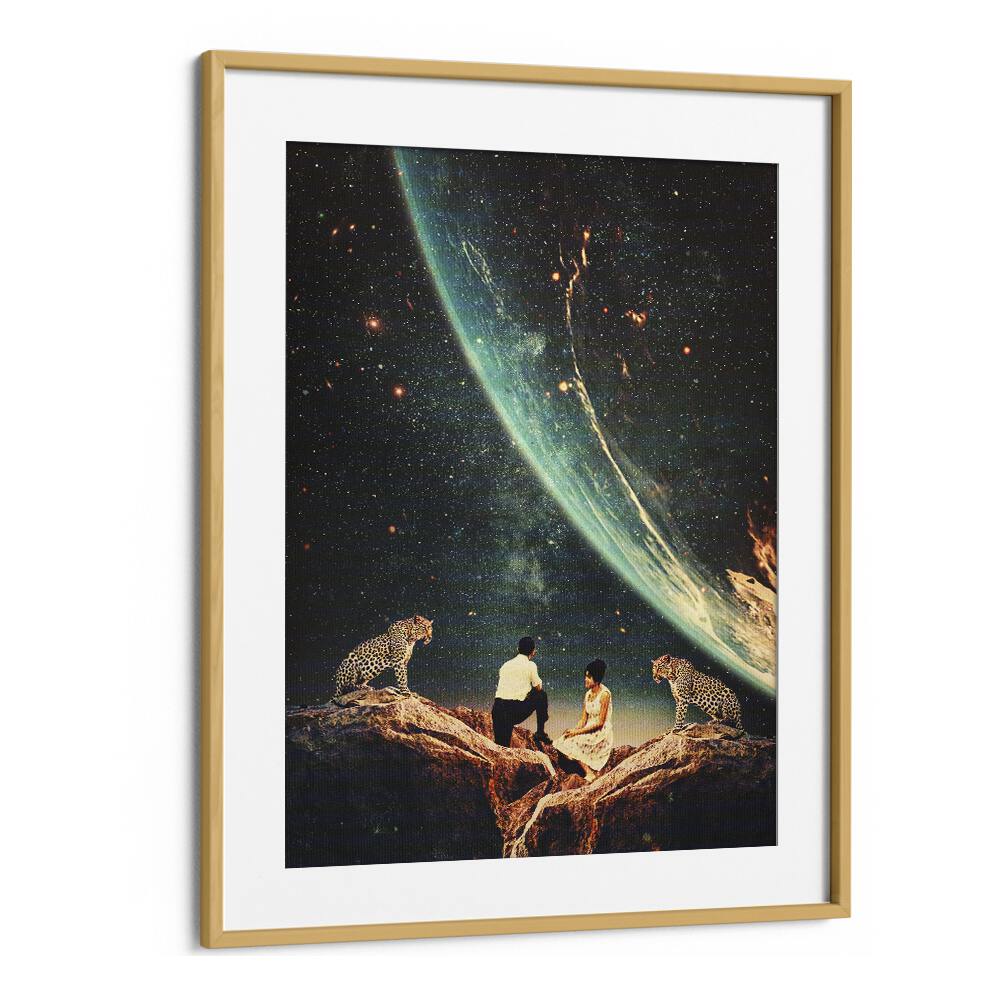 Guardians Of Our Future By Frank Moth Astronaut & Nasa Paintings, Space Art Prints Artwork in Oak Wood Frame With Mount
