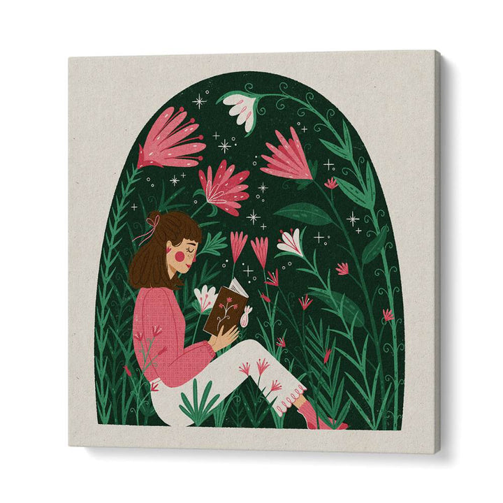 Juliya painting - READING IN A DOME OF PLANTS by Asianmonk