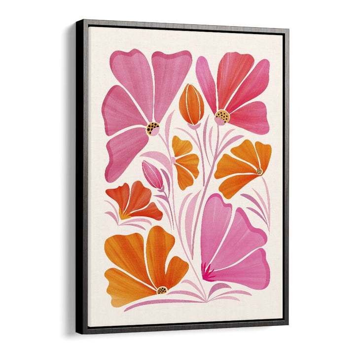 Garden Party by Kristian Gallagher Botanical Flower Paintings Floral Paintings in Black Floater Frame