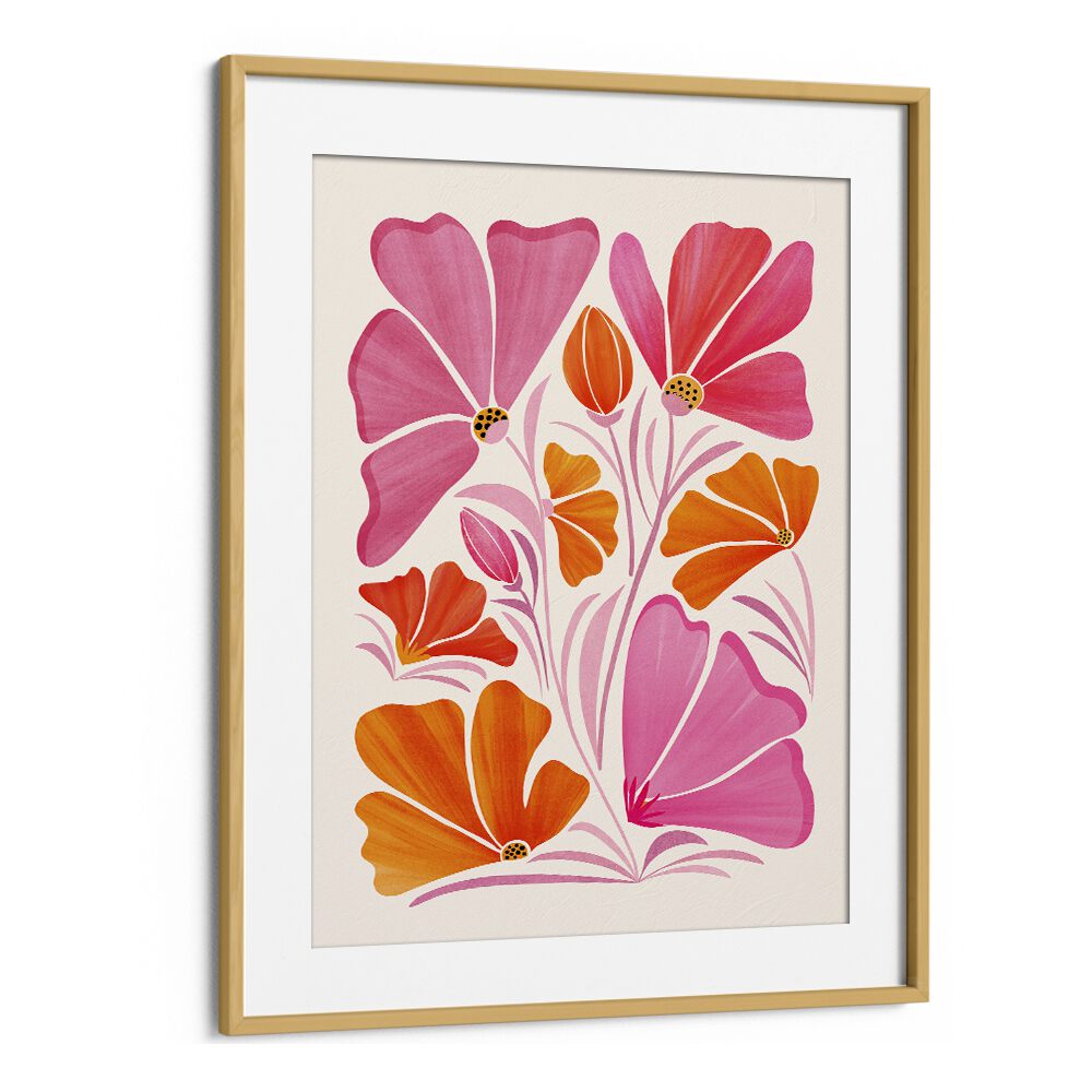 Garden Party by Kristian Gallagher Botanical Flower Paintings Floral Paintings in Oak Wood Frame With Mount