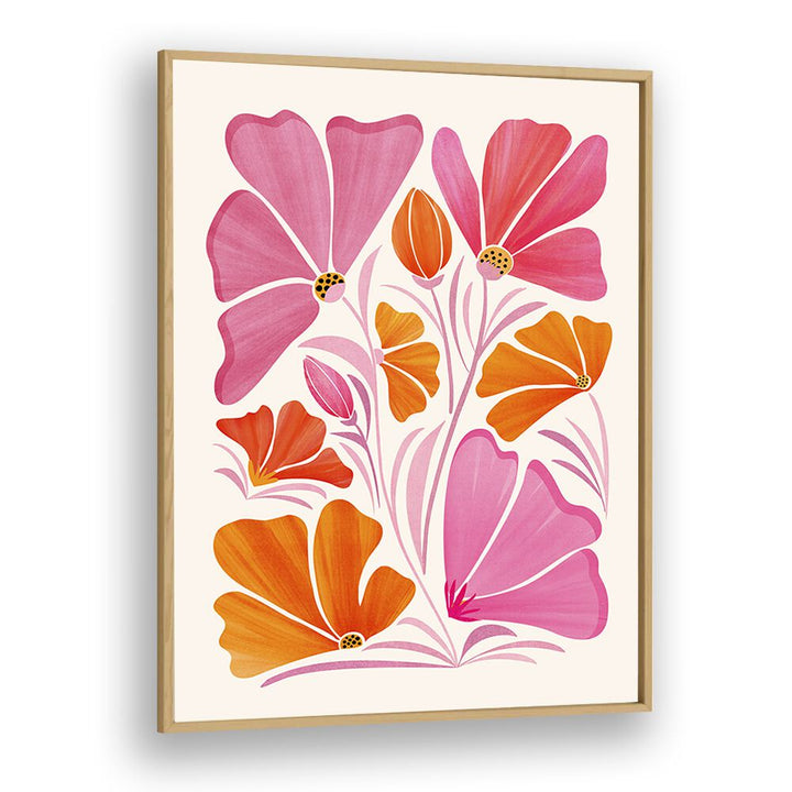 Garden Party by Kristian Gallagher Botanical Flower Paintings Floral Paintings in Oak Wood Plain Frame