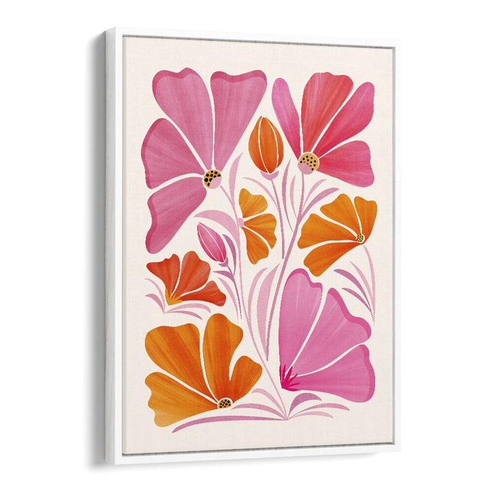 Garden Party by Kristian Gallagher Botanical Flower Paintings Floral Paintings in White Floater Frame