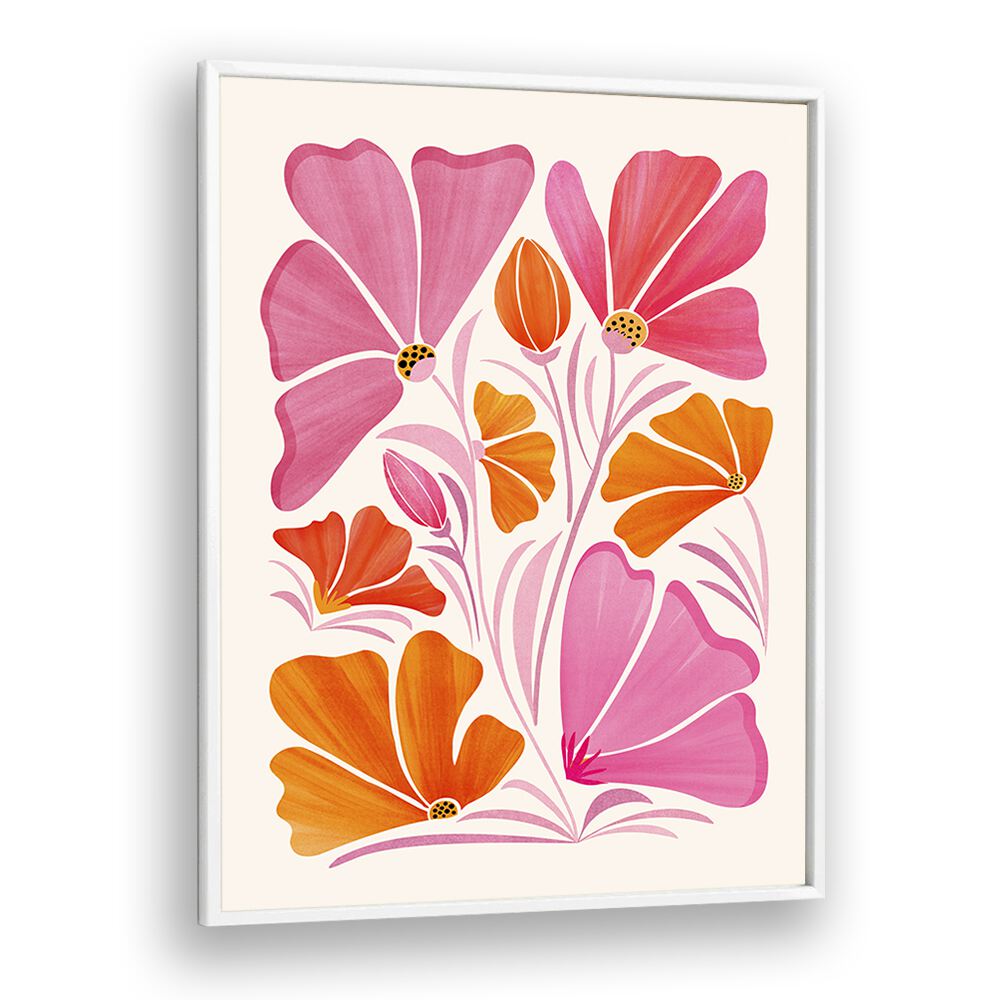 Garden Party by Kristian Gallagher Botanical Flower Paintings Floral Paintings in White Plain Frame