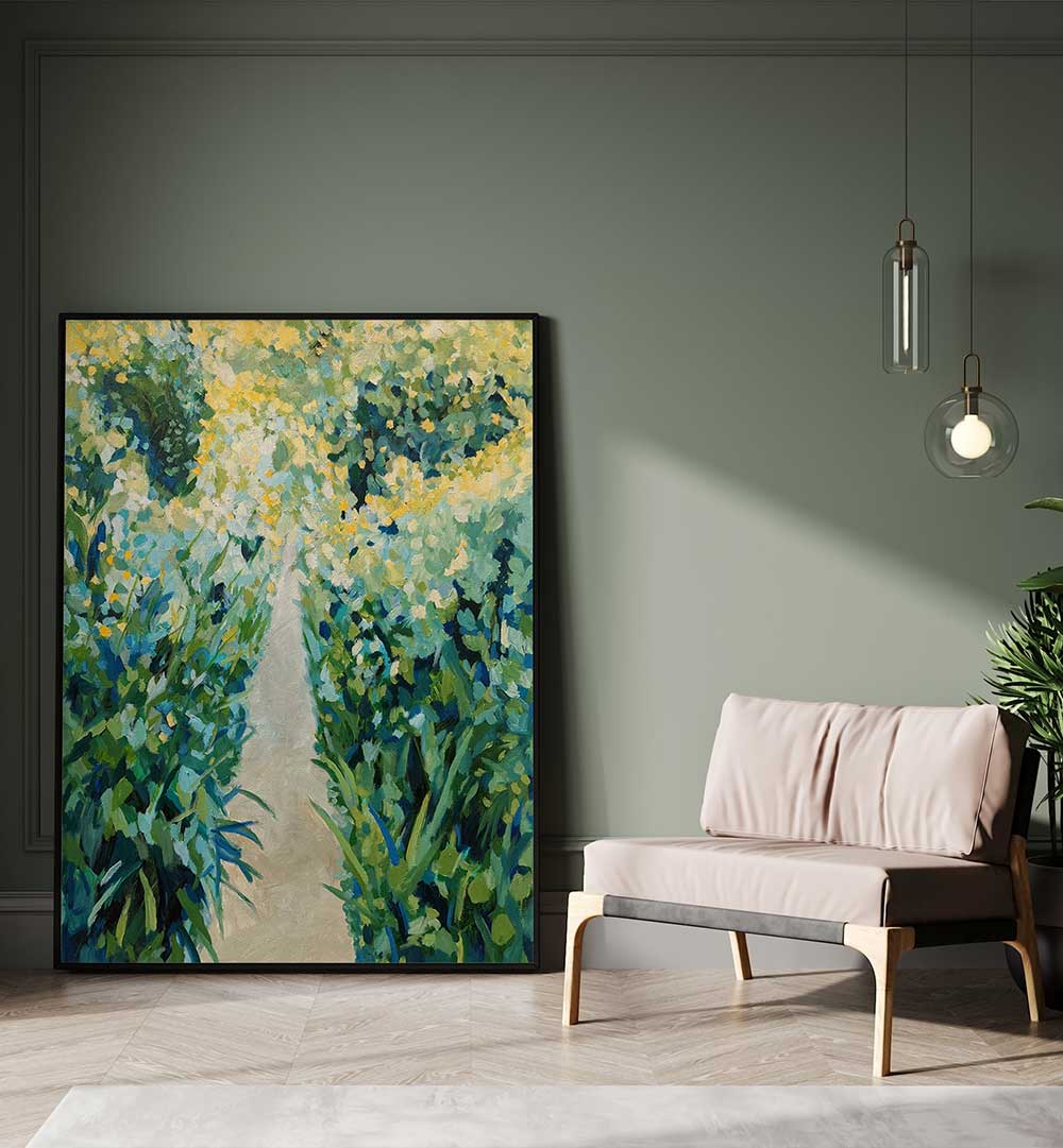 GARDEN PATH , FLORAL FLOWER PAINTINGS