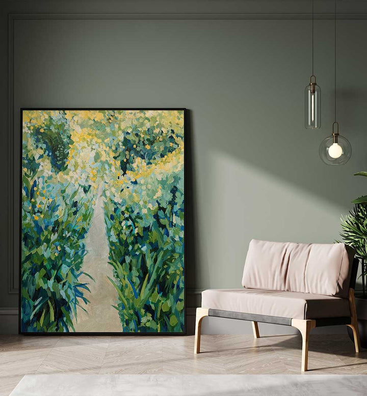 GARDEN PATH , FLORAL FLOWER PAINTINGS