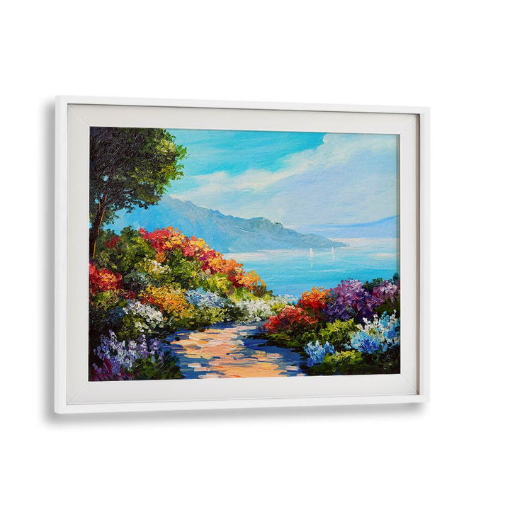 Garden Seascape ii Vintage European Paintings in White Frame With Mount