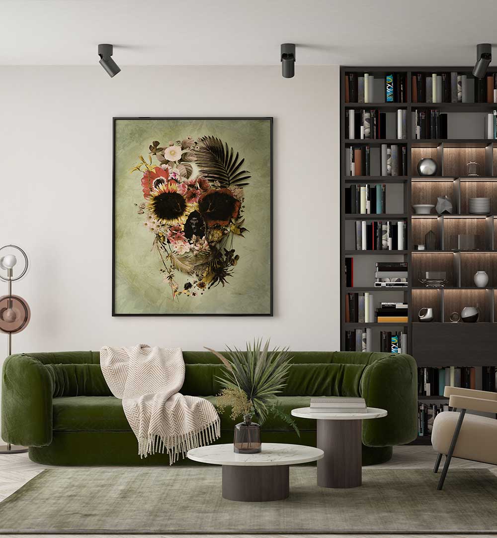 GARDEN SKULL , SURREAL ART PRINTS