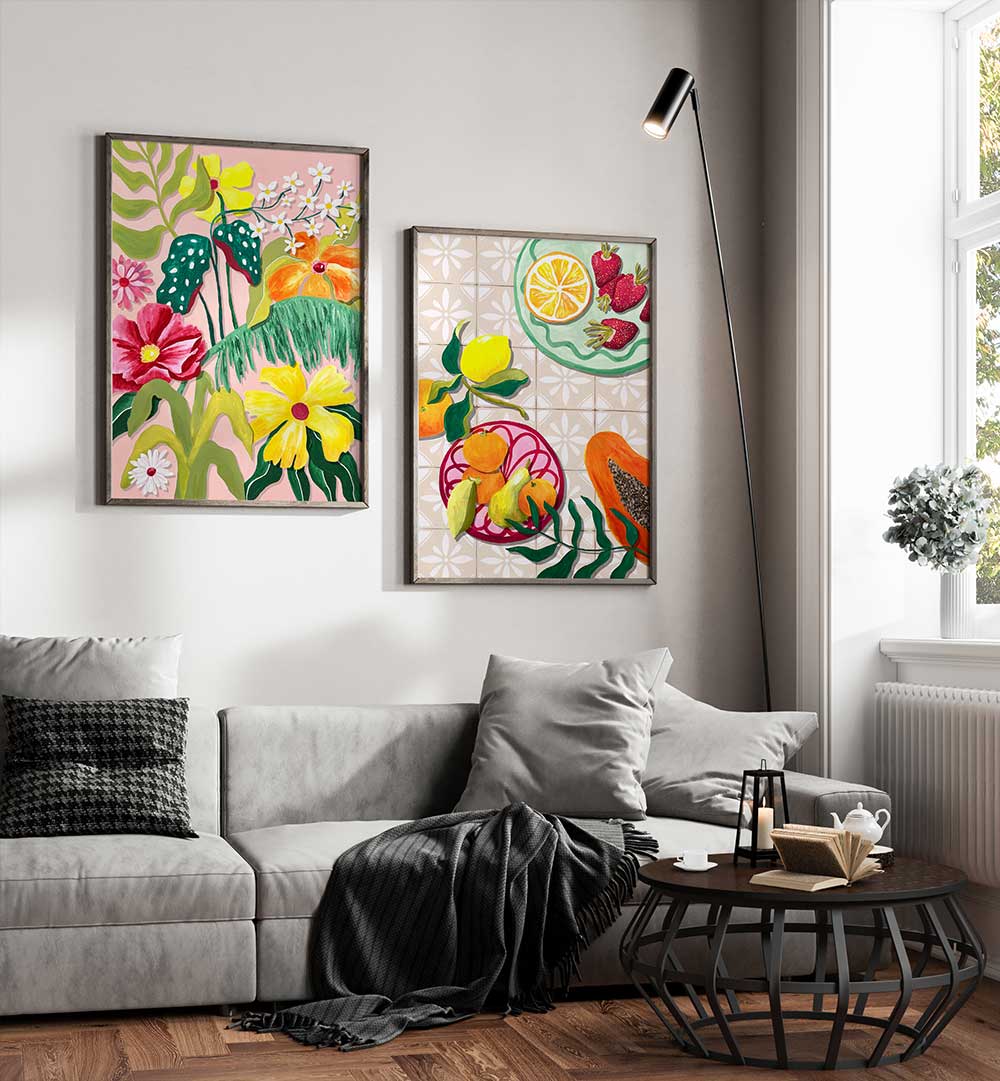 GARDEN & CITRUS , SET OF 2 PAINTINGS