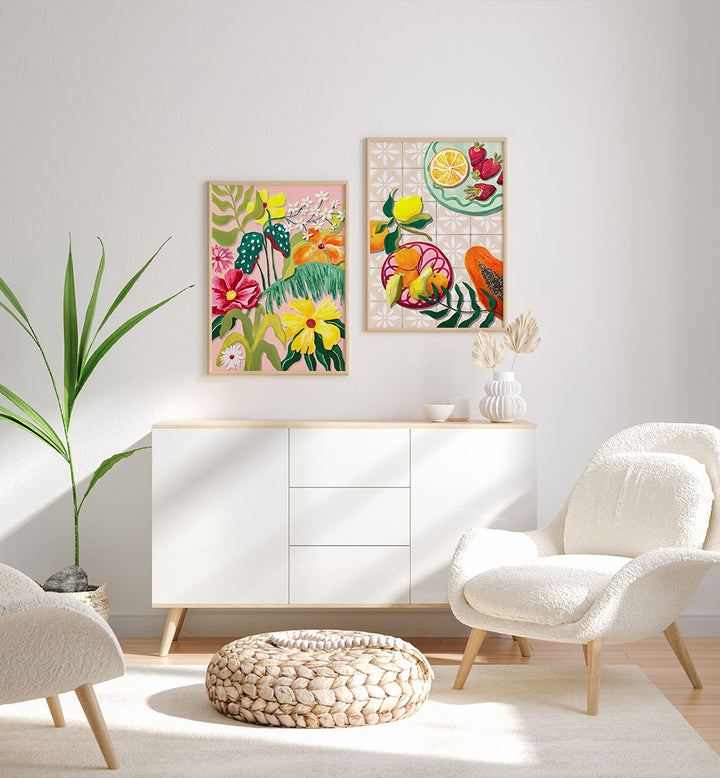 GARDEN & CITRUS , SET OF 2 PAINTINGS