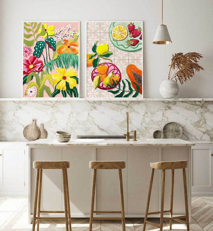 GARDEN & CITRUS , SET OF 2 PAINTINGS