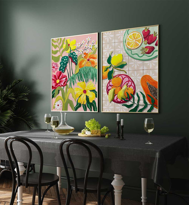 GARDEN & CITRUS , SET OF 2 PAINTINGS