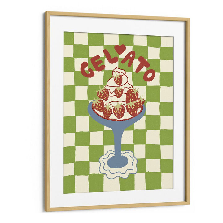 Gelato by Studio Dolci Kitchen Art Prints in Oak Wood Frame With Mount