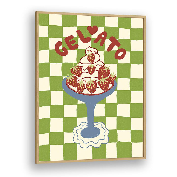 Gelato by Studio Dolci Kitchen Art Prints in Oak Wood Plain Frame