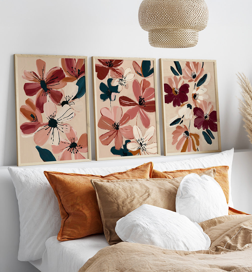 PAINTED PETALS , SET OF 3 PAINTINGS