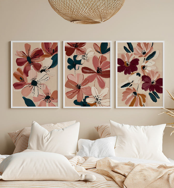 PAINTED PETALS , SET OF 3 PAINTINGS