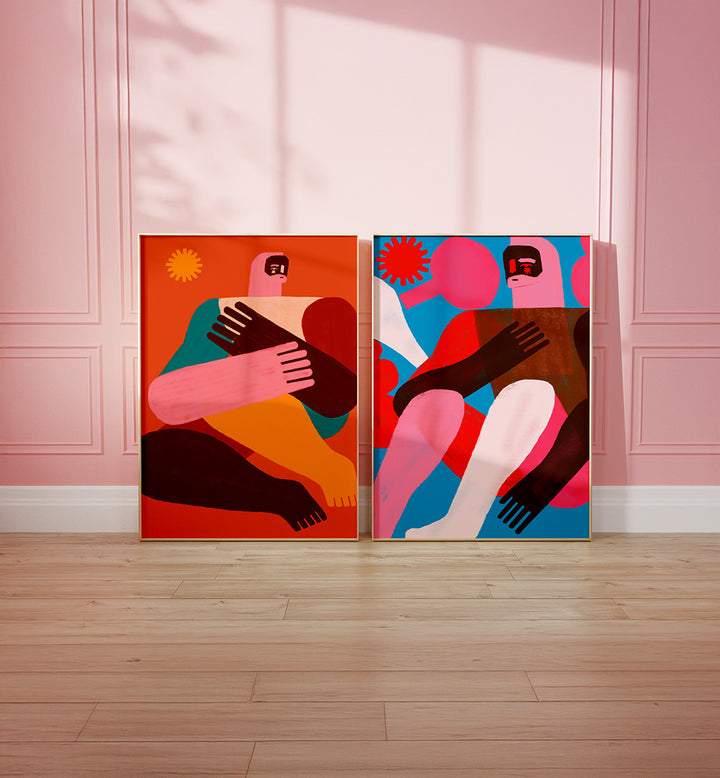 HUMAN FORMS SET , SET OF 2 PAINTINGS