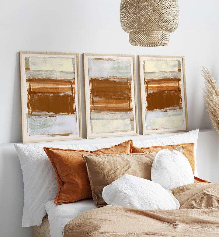 SIENNA STILLNESS , SET OF 3 PAINTINGS