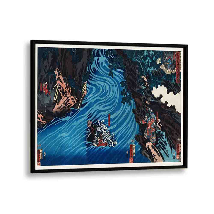 Gentoku Uma O Odorashite Tankei O Koeru Zu 1798-1861 By Utagawa Kuniyoshi Japanese Paintings in Black Plain Frame
