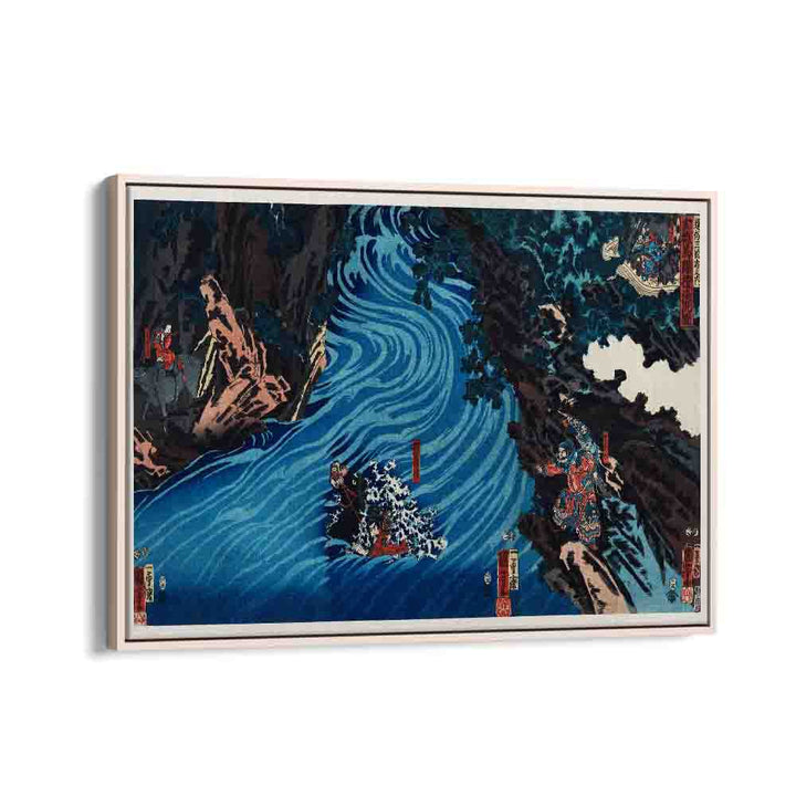 Gentoku Uma O Odorashite Tankei O Koeru Zu 1798-1861 By Utagawa Kuniyoshi Japanese Paintings in Oak Wood Floater Frame