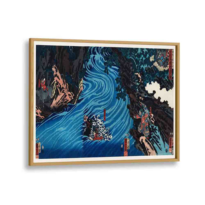 Gentoku Uma O Odorashite Tankei O Koeru Zu 1798-1861 By Utagawa Kuniyoshi Japanese Paintings in Oak Wood Plain Frame