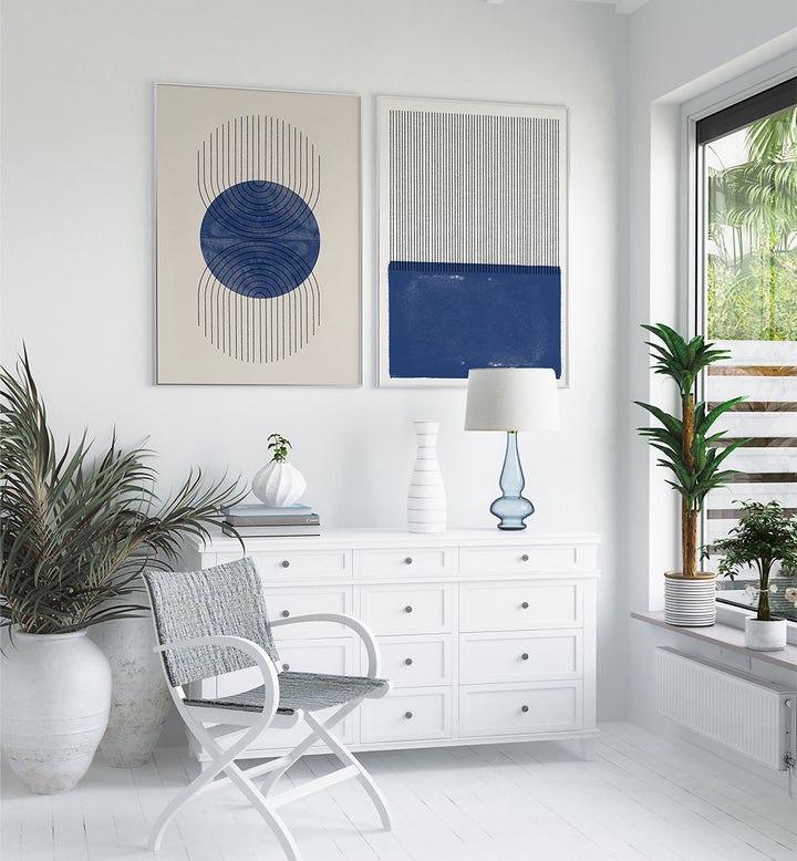 GEOMETRIC INDIGO , SET OF 2 PAINTINGS