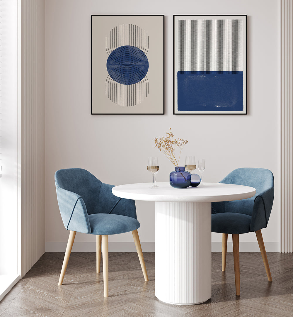 GEOMETRIC INDIGO , SET OF 2 PAINTINGS