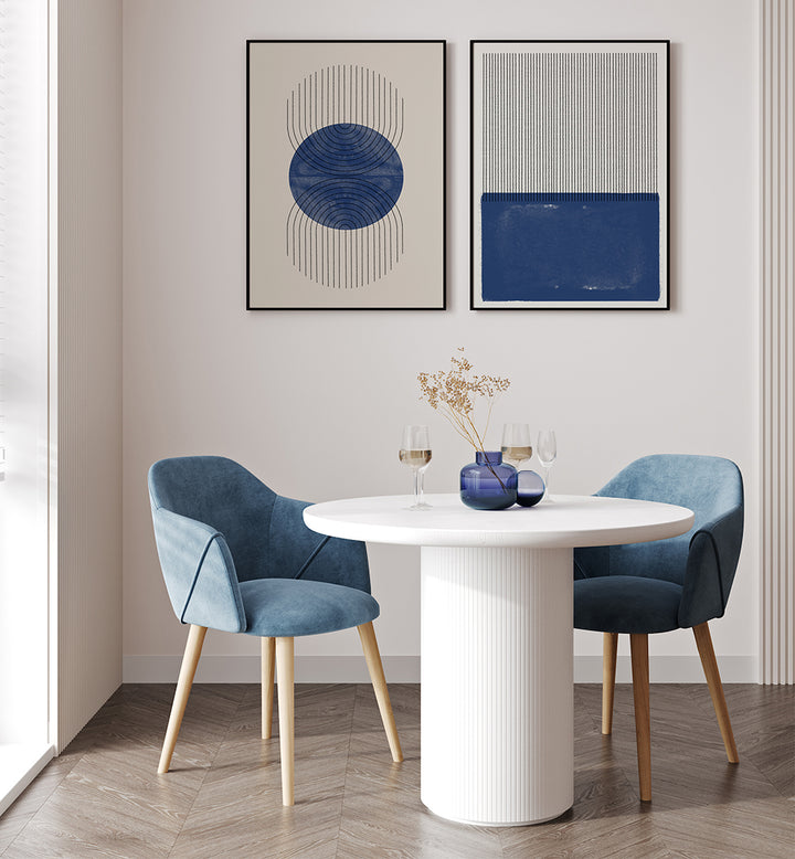 GEOMETRIC INDIGO , SET OF 2 PAINTINGS